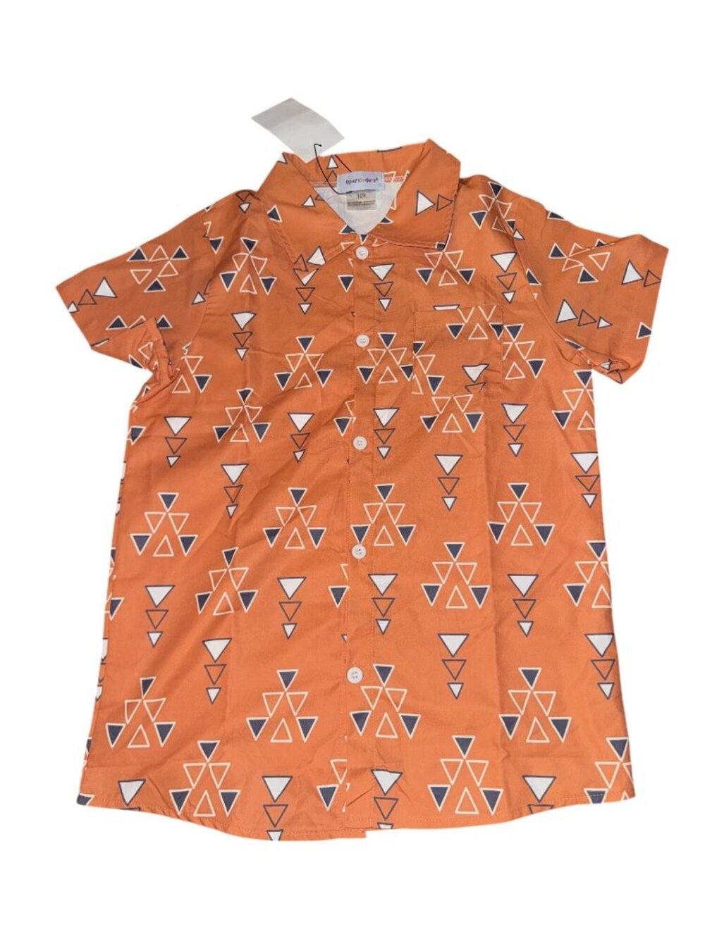 Orange Geometric  Boys Button-Up Shirt 10 By Sparkledots